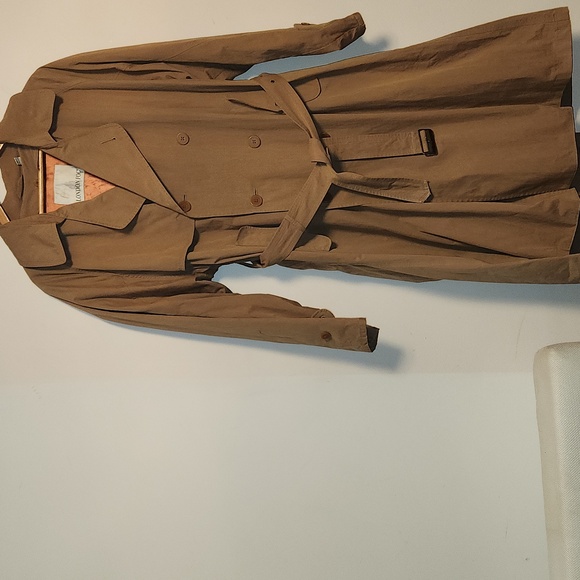 London Fog Double-breasted Tan Trench Coat With Removable Lining sz 42 Mens Vntg